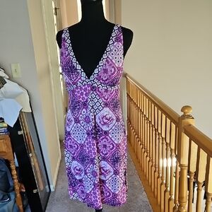 Tommy Bahama Purple Sleeveless Plunge Sundress